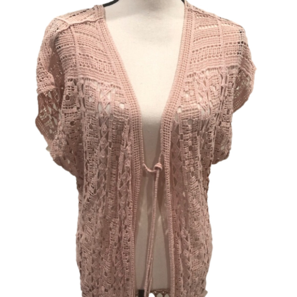 DO Everything in Love Taille Unique Dusty Rose Crochet Duster Cover Up,  One Sz